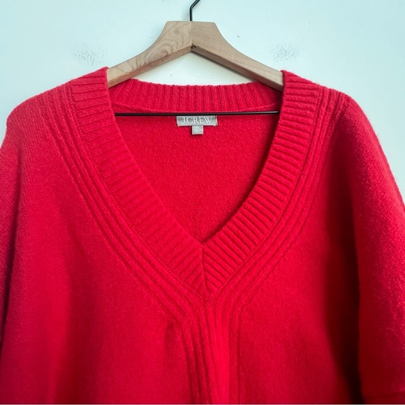 J.Crew XXL Relaxed V-Neck Sweater Supersoft Yarn Candy Apple Merino Alpaca - Picture 6 of 12